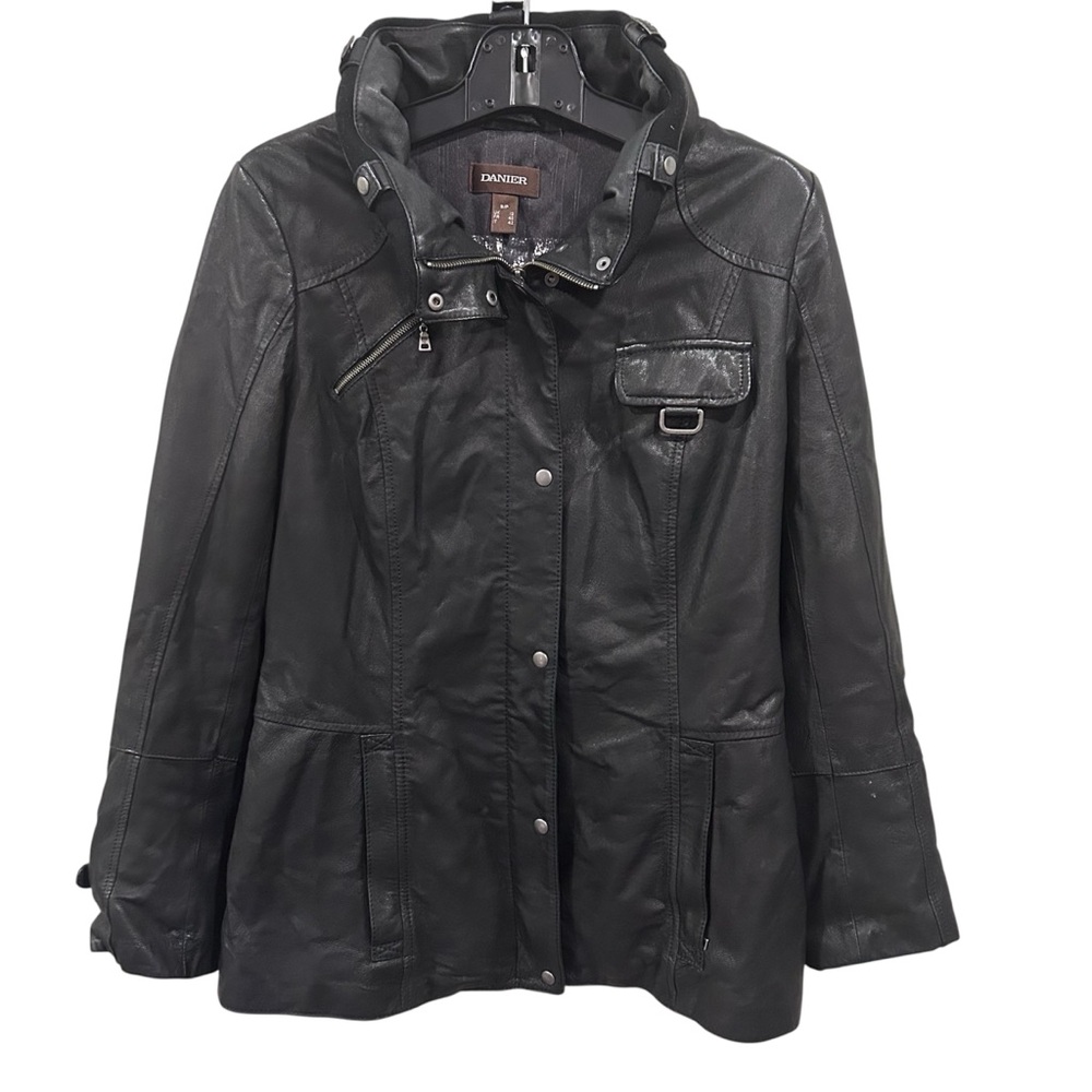 Danier Black Leather Jacket Zip‎ Front Women’s Size Small